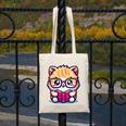 Adorable Book Lover Persian Cat With Reading Glasses Cute Canvas Tote Bag