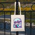 Adorable Book Lover Yeti With Reading Glasses Cute Canvas Tote Bag