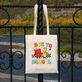 Back To School Checkered Book Pencil Groovy Teacher Student Canvas Tote Bag