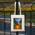 Bigfoot And Alien Reading Books Campfire Halloween Canvas Tote Bag