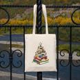 Book Christmas Tree Teacher Book Lover Crew Neck Modern Classic Christmas Small Short Sleeve -Adults -Kids Canvas Tote Bag