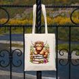Bookworm Cute Highland Cow Reading Book Canvas Tote Bag