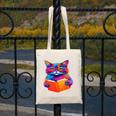 Cat Book Shirt Colorful Cat Reading Book Canvas Tote Bag