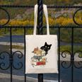 Cat And Books Flowers Reading Club Cat Lover Bookworm Canvas Tote Bag Cat And Books Flowers Reading Club Cat Lover Bookworm Canvas Tote Bag
