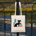 Cat Midcentury With Book And Coffee Atomic Age Mid Century Canvas Tote Bag