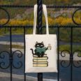 Cat Reading Book Canvas Tote Bag Cat Reading Book Canvas Tote Bag