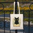 Cat Reading Book Flowers Canvas Tote Bag