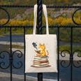 Cat Reading Books Canvas Tote Bag