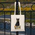 Cat Sitting On Books Canvas Tote Bag