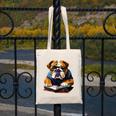 Cute Dog English Bulldog Reading Book Canvas Tote Bag Cute Dog English Bulldog Reading Book Canvas Tote Bag