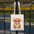 Cute Highland Cow Reading Book Canvas Tote Bag