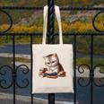 Cute Kitten Bookworm Adorable Cat With Glasses Reading Book Canvas Tote Bag