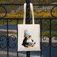 Cute Penguin Reading Book Faux-Crochet Print Canvas Tote Bag