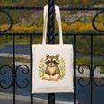 Cute Raccoon Reading Book Flowers Floral Canvas Tote Bag Cute Raccoon Reading Book Flowers Floral Canvas Tote Bag