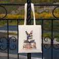 Cute Reading Bunny With Glasses Books Bookworm Reader Book Premium Tri-Blend Canvas Tote Bag