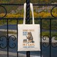 Drink Coffee Read Books Pet Cats Be Happy Bookworm Canvas Tote Bag