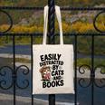 Easily Distracted By Cats And Books Lovers Reading Canvas Tote Bag