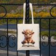 Highland Cow Reading Book Bookworm Canvas Tote Bag Highland Cow Reading Book Bookworm Canvas Tote Bag