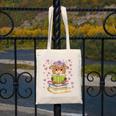 Highland Cow Reading Book Floral Bookworm Canvas Tote Bag