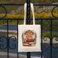 Highland Cow Reading Book Graphic Cow With Book Floral Canvas Tote Bag