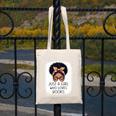 Just a Girl Who Loves Books Messy Bun Black Women Reading Canvas Tote Bag