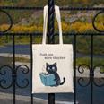 Just One More Chapter Bookworm Cat Book Lover Canvas Tote Bag