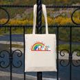 Take A Look A Book Vintage Reading Librarian Rainbow Canvas Tote Bag