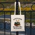 Love God Drink Coffee Read Books Lovers Jesus And Coffee Canvas Tote Bag