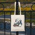 Old English Sheepdog Books Reading Dog Breed Graphic Canvas Tote Bag