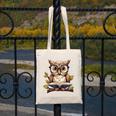 Owl Reading A Book Perched On A Branch Bookworm Canvas Tote Bag