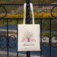 Quote New Chapter Begins Retired 2025 Floral Open Book Canvas Tote Bag Quote New Chapter Begins Retired 2025 Floral Open Book Canvas Tote Bag