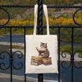 Reading Cat Book Lover Canvas Tote Bag