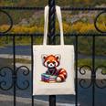Red Panda Books Lover Reading Bookworm Canvas Tote Bag