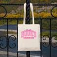 Retro Pink Coquette Bow Valentine Book Lover Varsity Canvas Tote Bag