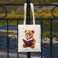 Teddy Bear Reading a Book Canvas Tote Bag