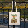 Unearth a Story Triceratops Dinosaur Reading Books Cute Dino Canvas Tote Bag