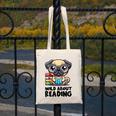 Wild About Reading Book Lover Pug Dog Canvas Tote Bag