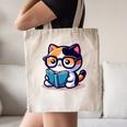 Adorable Book Lover Calico Cat With Reading Glasses Cute For Men Women Kids Canvas Tote Bag