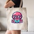 Adorable Book Lover Octopus With Reading Glasses Cute Canvas Tote Bag