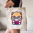 Adorable Book Lover Persian Cat With Reading Glasses Cute Canvas Tote Bag
