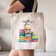 Adorable Donkey With Heart Sitting On Colorful Book Stack Canvas Tote Bag Adorable Donkey With Heart Sitting On Colorful Book Stack Canvas Tote Bag