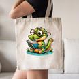 Alligator Reading a Book Animal Canvas Tote Bag