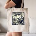Bigfoot With Alien Reading A Book Bigfoot And UFO Canvas Tote Bag
