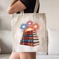 Books Fireworks 4th Of July Bookworm Patriotic Reader Canvas Tote Bag