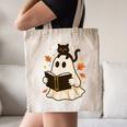 Books Ghost Reading Book Halloween Library Cat Fall Canvas Tote Bag