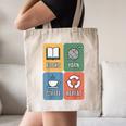 Books Yarn Coffee Repeat Crocheting Canvas Tote Bag