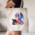 Bookworm Book Lover Women Girls Dragon Reading Canvas Tote Bag