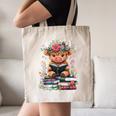Bookworm Cute Baby Highland Cow Reading Book Canvas Tote Bag