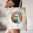 BOOOKS Cute Ghost Reading Books Halloween Canvas Tote Bag