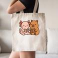 Capybara Axolotl Kawaii Kids Anime Book Lover Reading Canvas Tote Bag Capybara Axolotl Kawaii Kids Anime Book Lover Reading Canvas Tote Bag